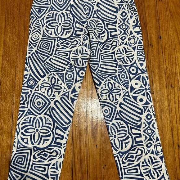 Lafayette 148 Size 4 Blue White Print Lined Pants Straight Leg Ankle Side Zipper - Picture 8 of 9